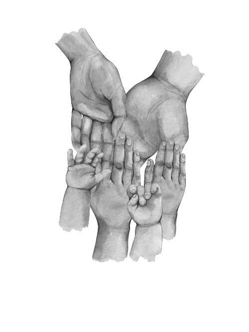 Far, mor & 4 børn - Plakat